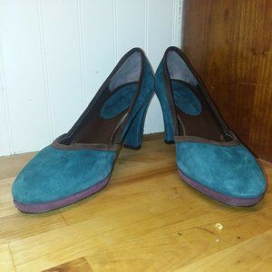 Boden Blue/Green Tricolor Platforms size 39